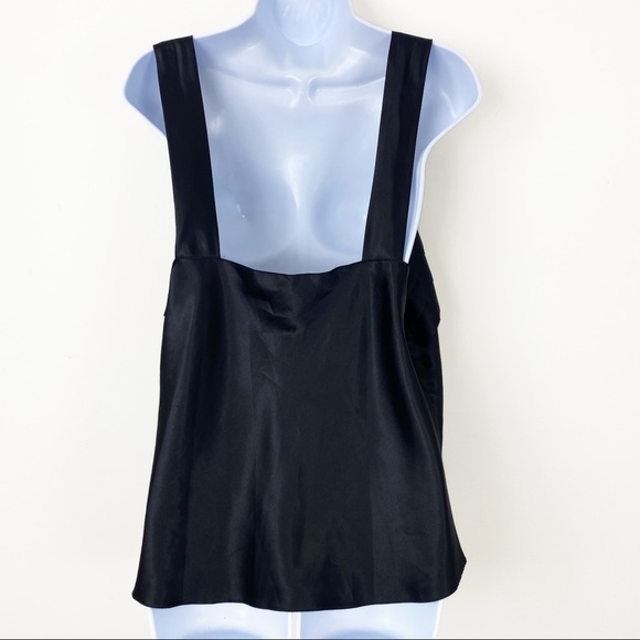 VINTAGE 80s 90s LUCIE ANN Black Silky Satin Pleated Lingerie Cami Tank Top 2X - Picture 3 of 6